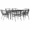 vidaXL 7 Piece Garden Dining Set Black Poly Rattan Glass