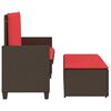 vidaXL Garden Bench with Cushions and Footstool Brown Poly Rattan