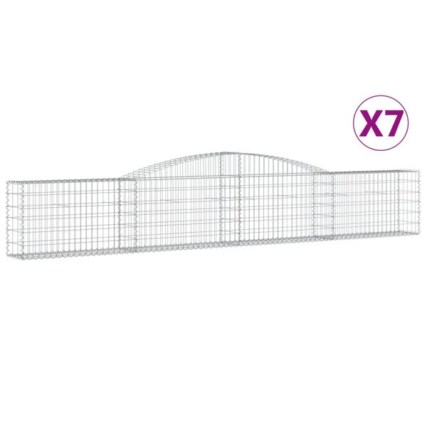 vidaXL Arched Gabion Baskets 7 pcs 400x30x60/80 cm Galvanised Iron