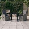 vidaXL 3 Piece Garden Dining Set with Cushions Grey