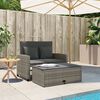vidaXL Garden Sofa with Cushions 2-Seater Grey Poly Rattan