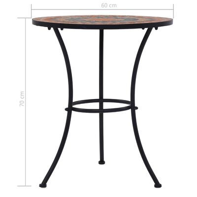 vidaXL Mosaic Bistro Table Orange/Grey 60cm Ceramic