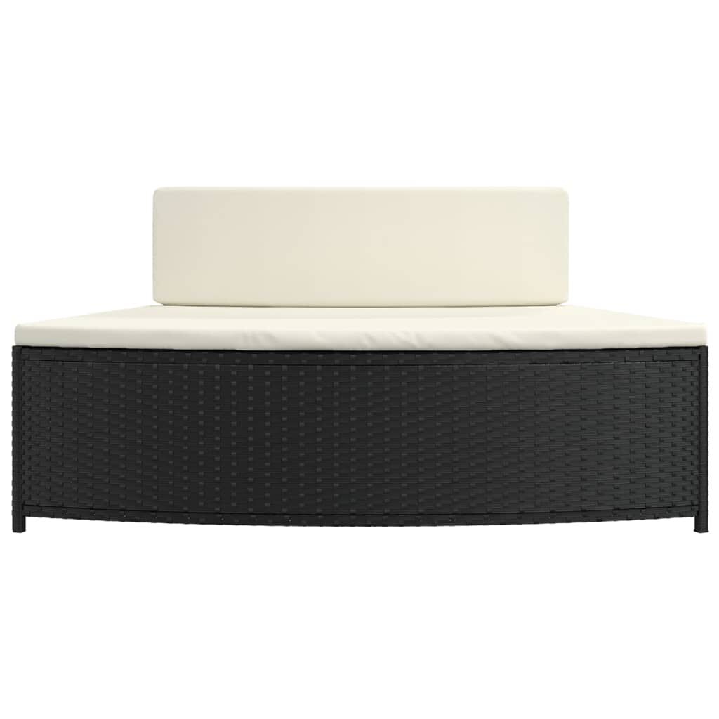 vidaXL Spa Benches with Cushions 2 pcs Black Poly Rattan