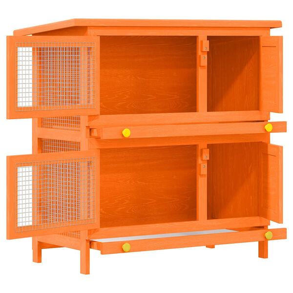 vidaXL Outdoor Rabbit Hutch Small Pet Cage 4 Door Wood