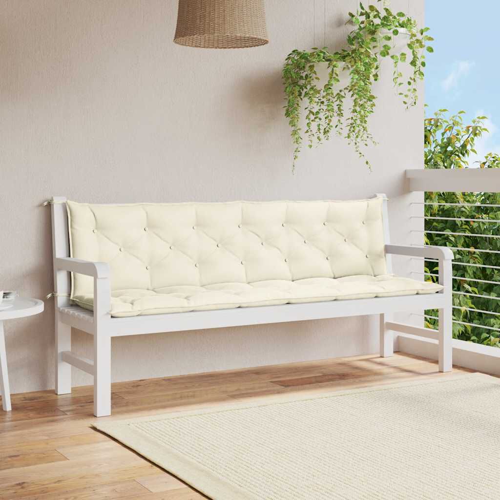 vidaXL Garden Bench Cushion Cream White 200x(50+50)x7cm Oxford Fabric