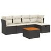 vidaXL 6 Piece Garden Sofa Set with Cushions Black Poly Rattan