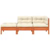 vidaXL Garden Sofa with Cushions and Footstool 3-Seater