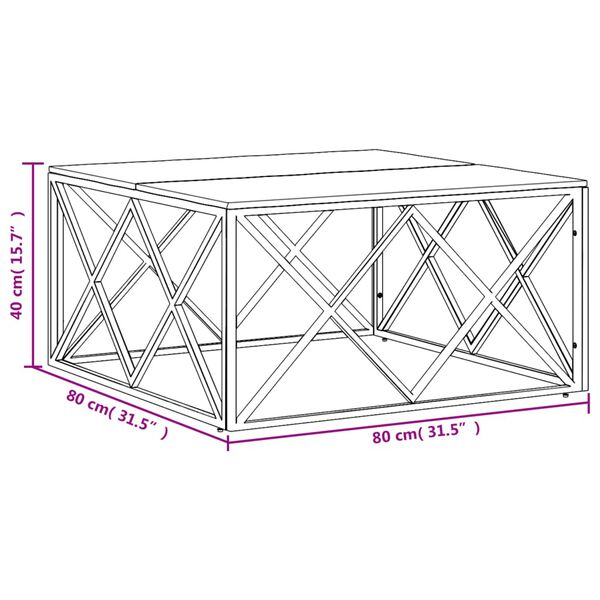 vidaXL Coffee Table Silver Stainless Steel and Solid Wood Acacia