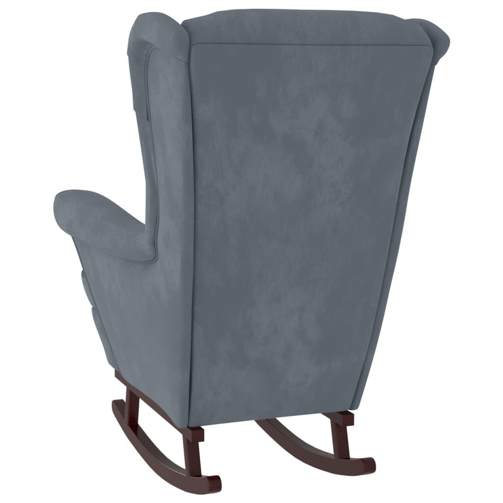 vidaXL Rocking Chair with Solid Wood Rubber Legs Dark Grey Velvet