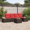 vidaXL Garden Sofa Set with Cushion 6 pcs Brown Poly Rattan