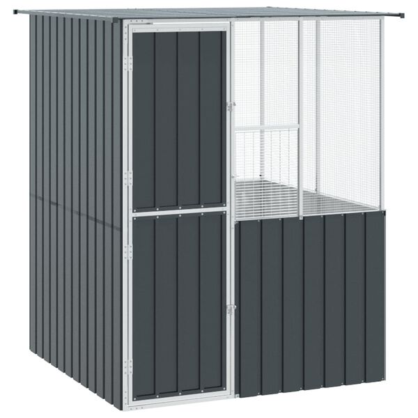 vidaXL Bird Cage Anthracite 154 x 154 x 200 cm Galvanised Steel