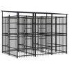 vidaXL Outdoor Dog Kennel with Roof Steel 5.53 m&sup2;