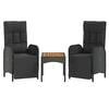 vidaXL 5 Piece Garden Dining Set with Cushions Black Poly Rattan