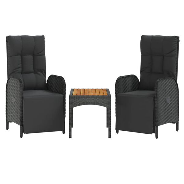 vidaXL 5 Piece Garden Dining Set with Cushions Black Poly Rattan