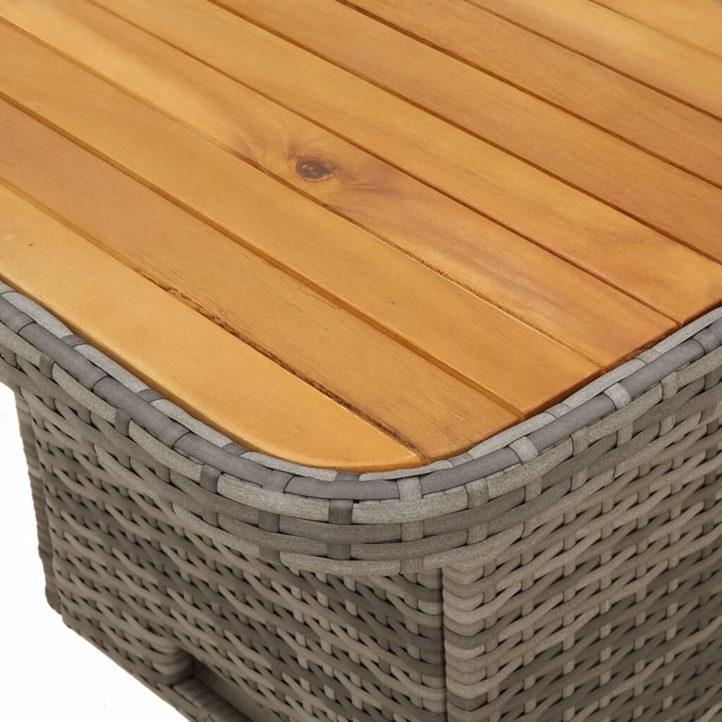 vidaXL 3 Piece Garden Dining Set with Cushions Grey Poly Rattan