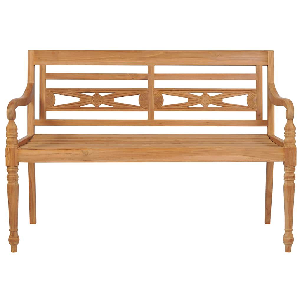 vidaXL Batavia Bench with Grey Cushion 120 cm Solid Teak Wood