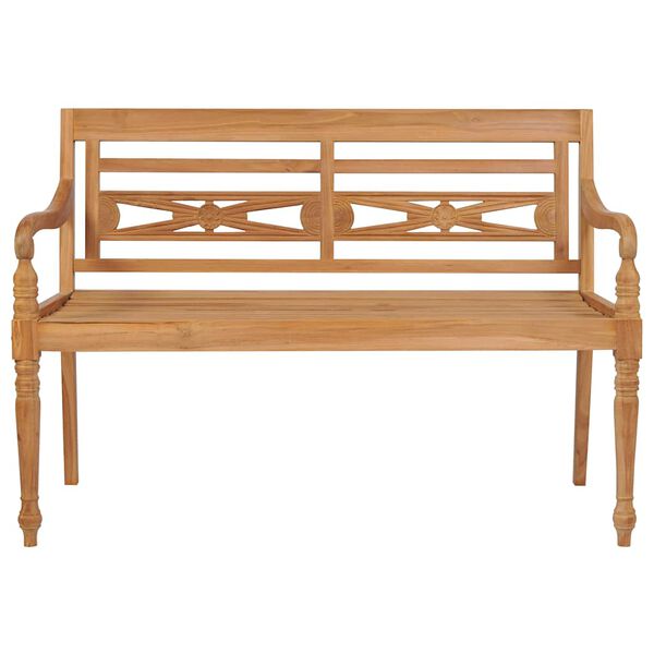 vidaXL Batavia Bench with Grey Cushion 120 cm Solid Teak Wood