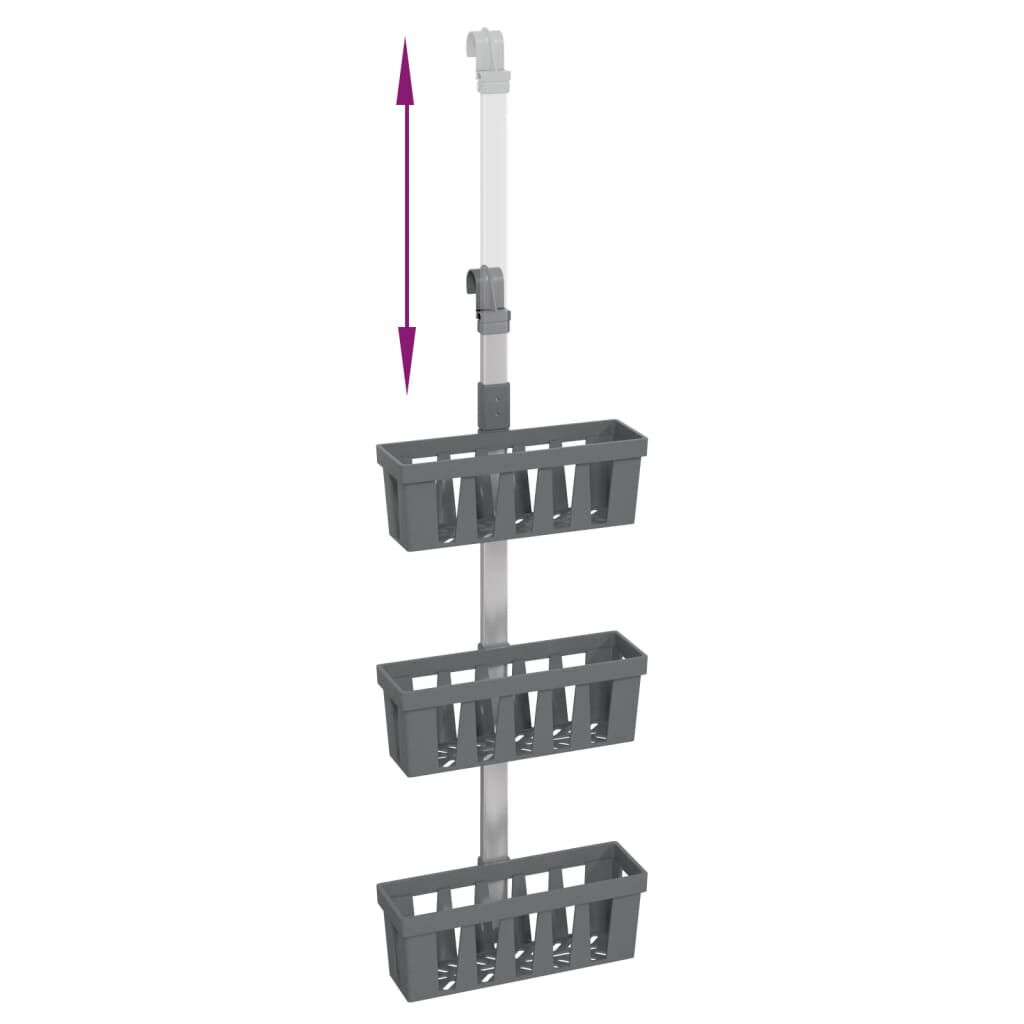vidaXL Shower Hanger Shelf 30x15x(67-105) cm Aluminium