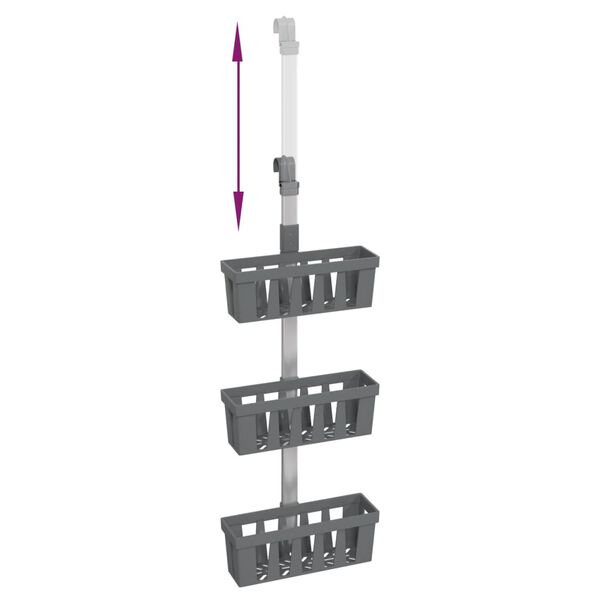 vidaXL Shower Hanger Shelf 30x15x(67-105) cm Aluminium