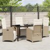 vidaXL Garden Dining Set with Cushion 5 pcs Beige Poly Rattan