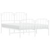 vidaXL Metal Bed Frame without Mattress with Footboard&nbsp;White 150x200cm