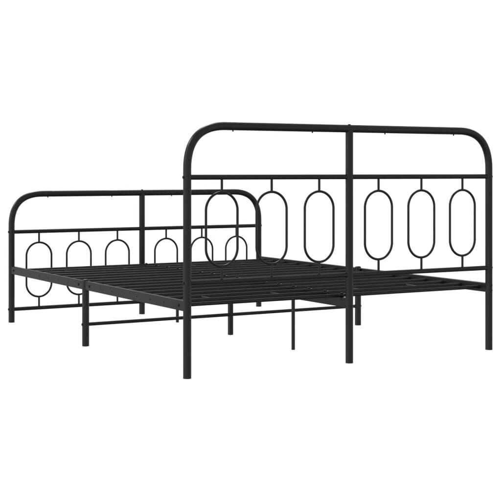 vidaXL Metal Bed Frame without Mattress with Footboard Black 150x200cm