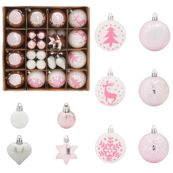 vidaXL Christmas Bauble Set 40 pcs White and Pink