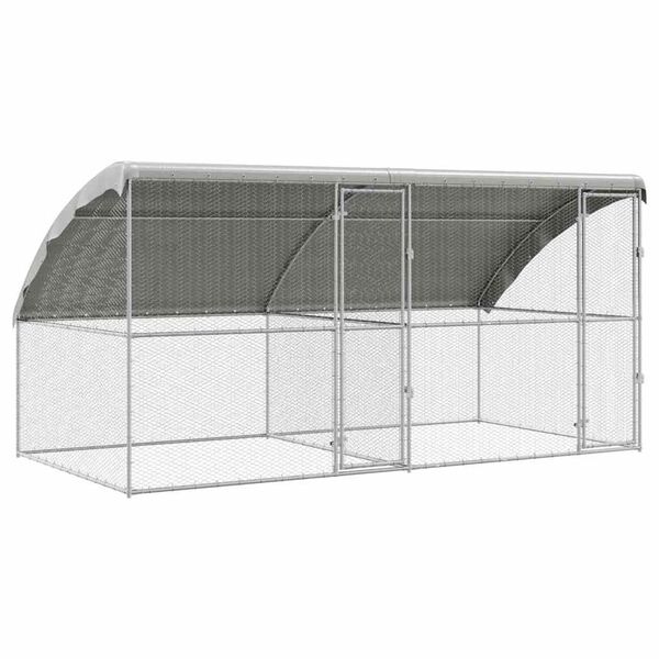 vidaXL Chicken Cage 2 pcs Silver 400 x 200 x 198.5 cm Galvanised Steel