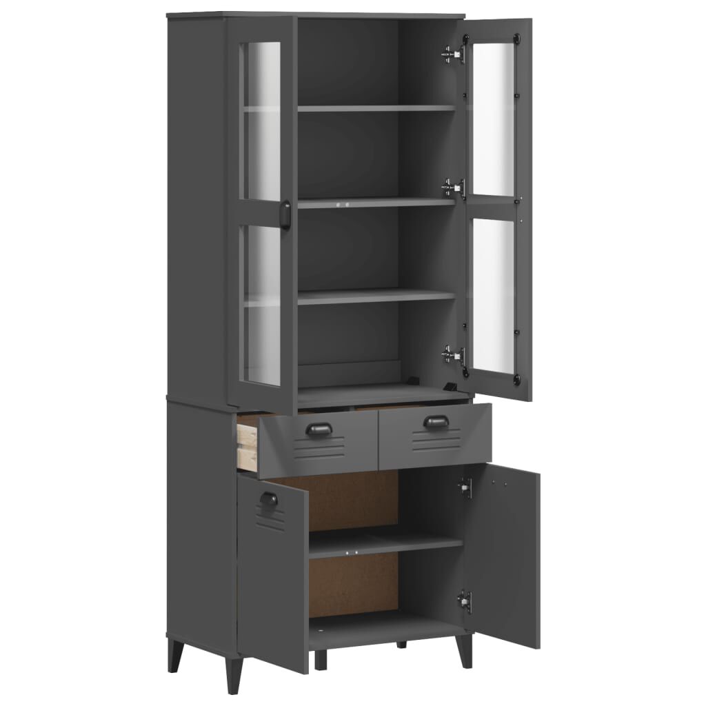 vidaXL Highboard VIKEN Anthracite Grey 80x40x190 cm Solid Wood Pine