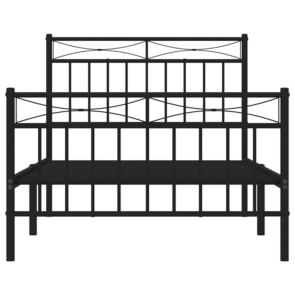 vidaXL Metal Bed Frame without Mattress with Footboard Black 100x190cm