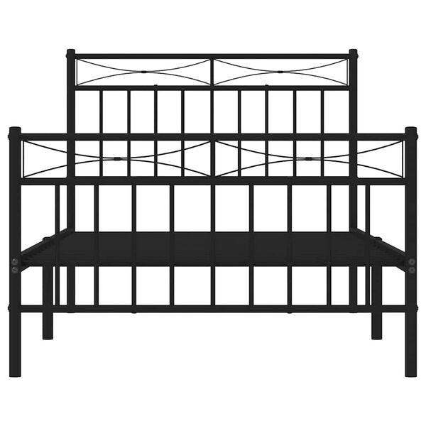 vidaXL Metal Bed Frame without Mattress with Footboard Black 100x190cm