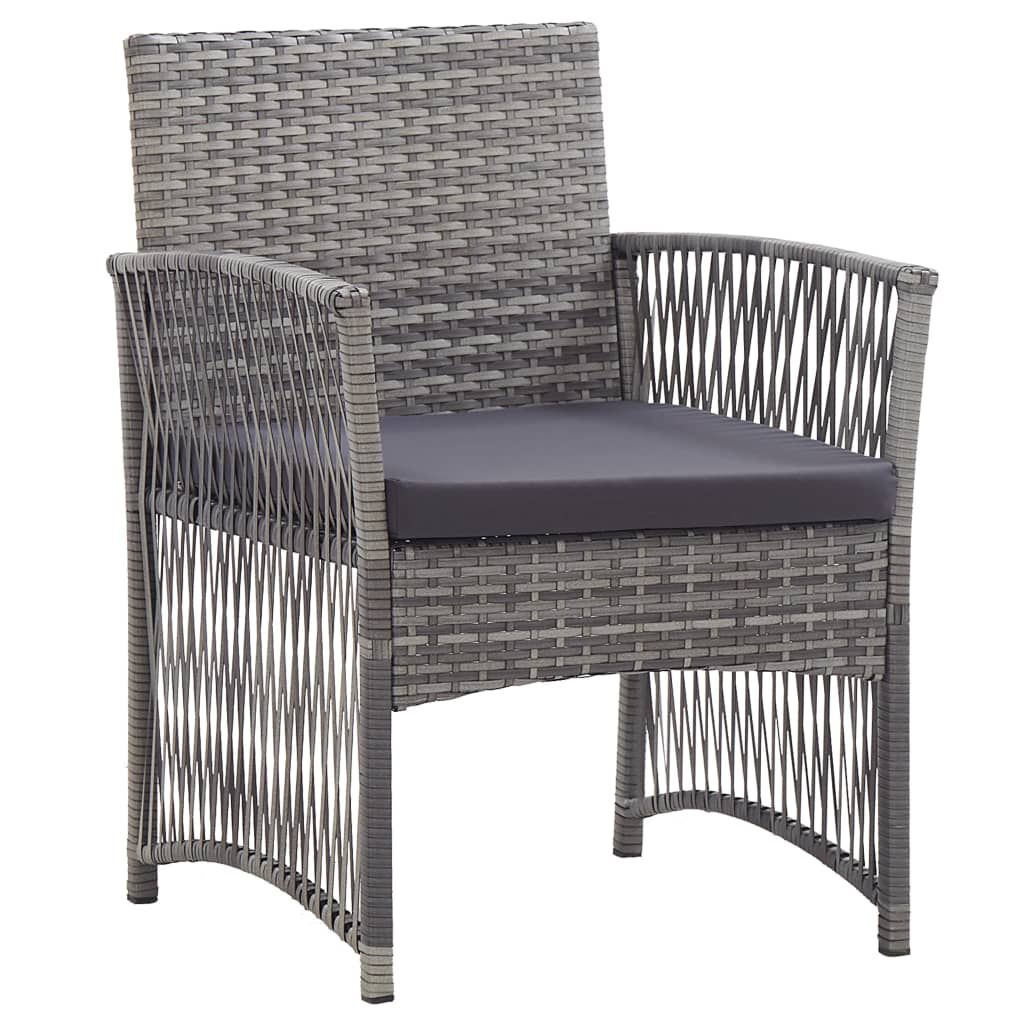 vidaXL Garden Armchairs with Cushions 2 pcs Anthracite Poly Rattan