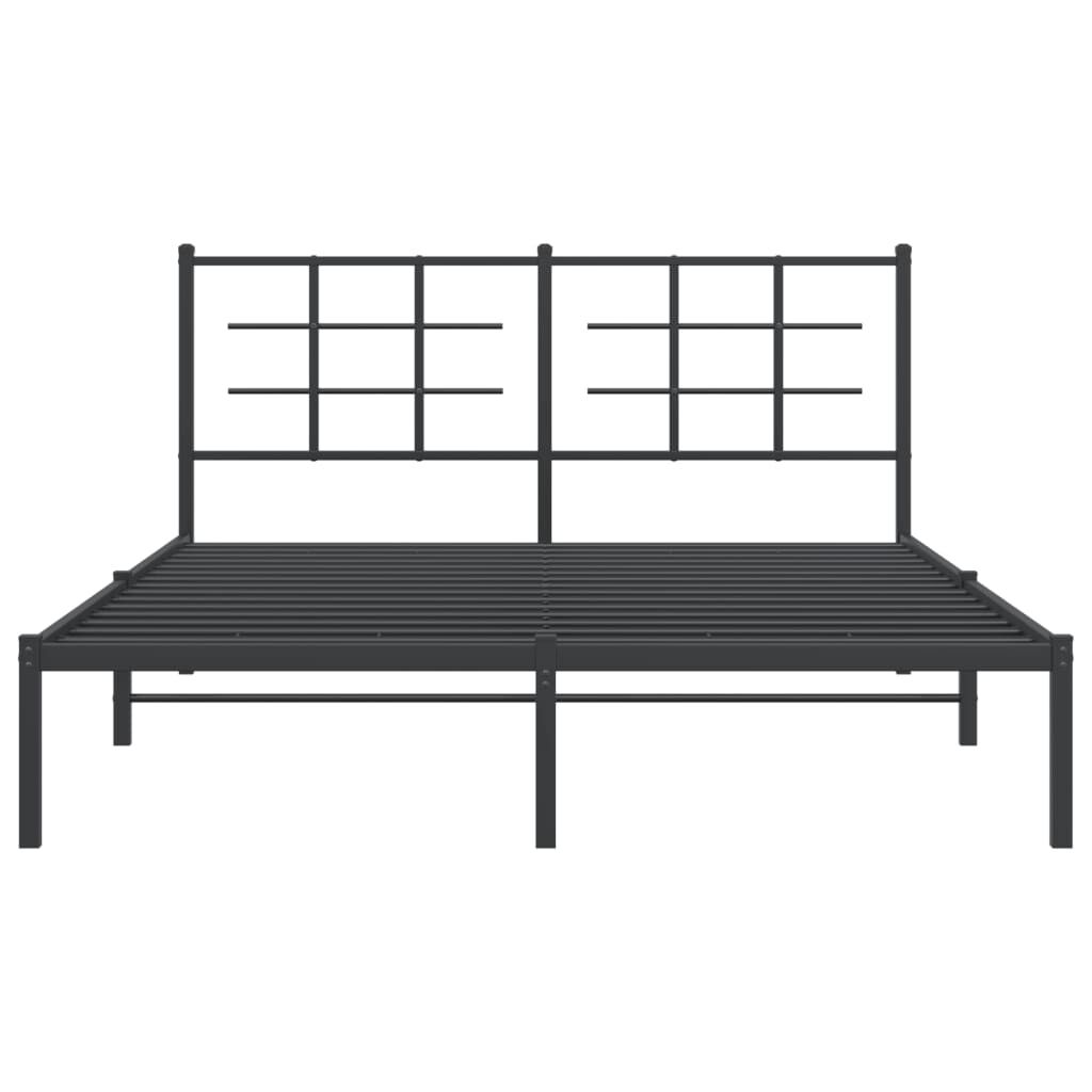 vidaXL Metal Bed Frame without Mattress with Headboard Black 150x200cm