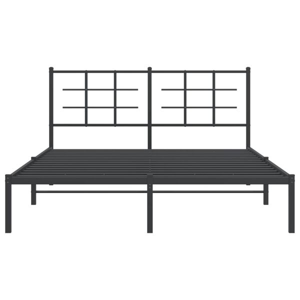 vidaXL Metal Bed Frame without Mattress with Headboard Black 150x200cm