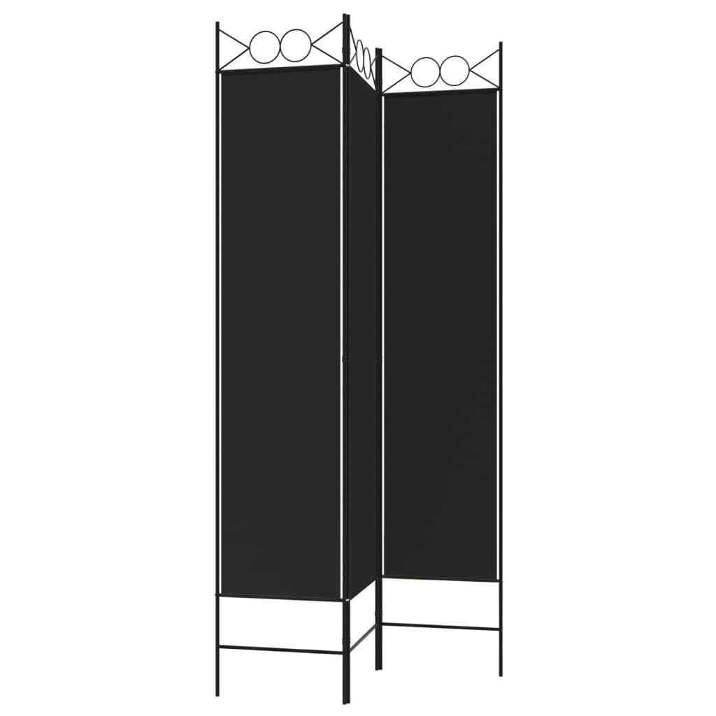 vidaXL 3-Panel Room Divider Black 120x200 cm Fabric