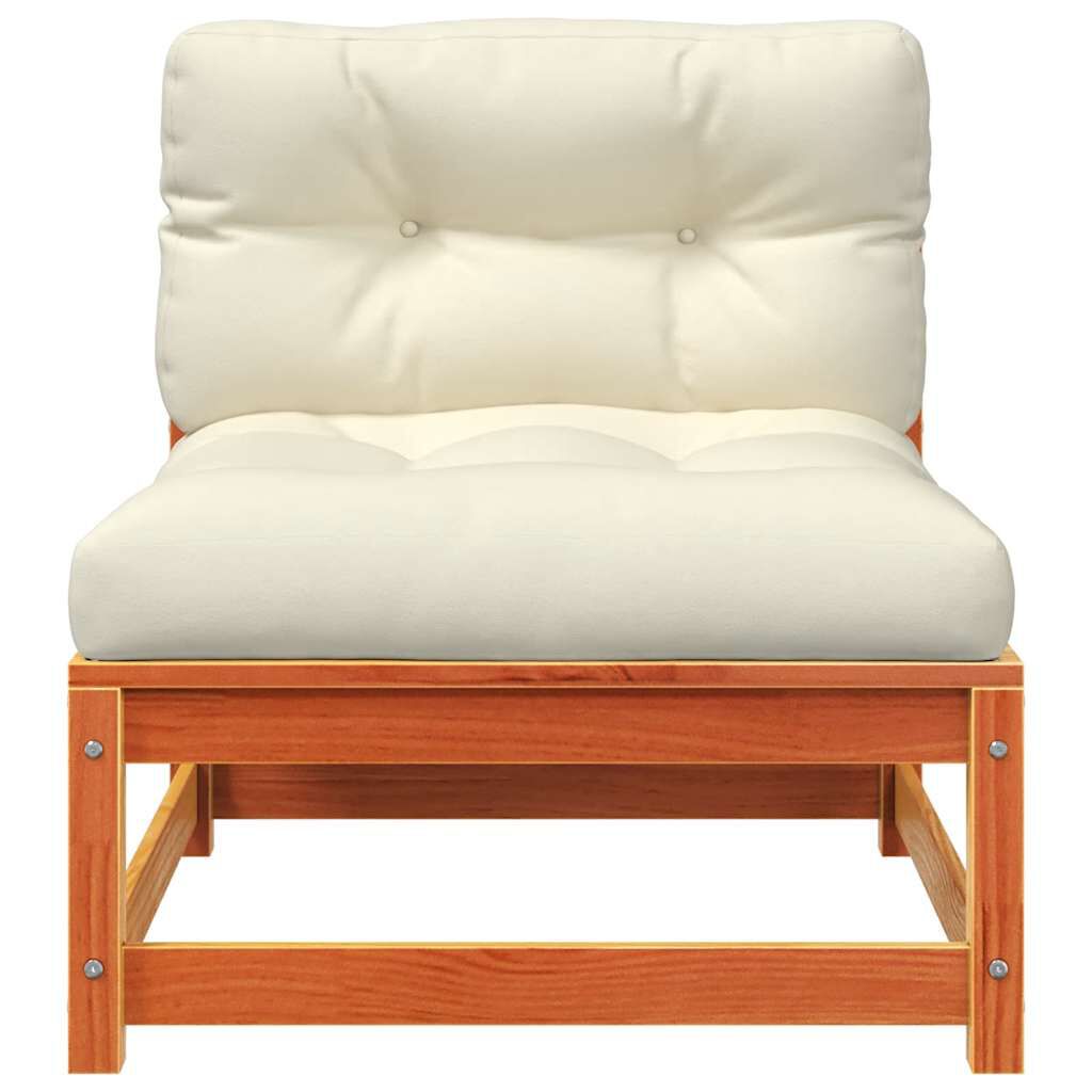 vidaXL Garden Sofa with Cushions 2-Seater Wax Brown Solid Wood Pine