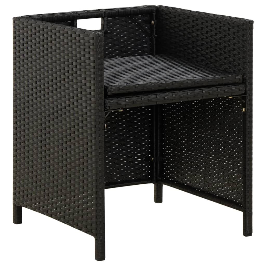 vidaXL Garden Chairs with Cushions 4 pcs Poly Rattan Black
