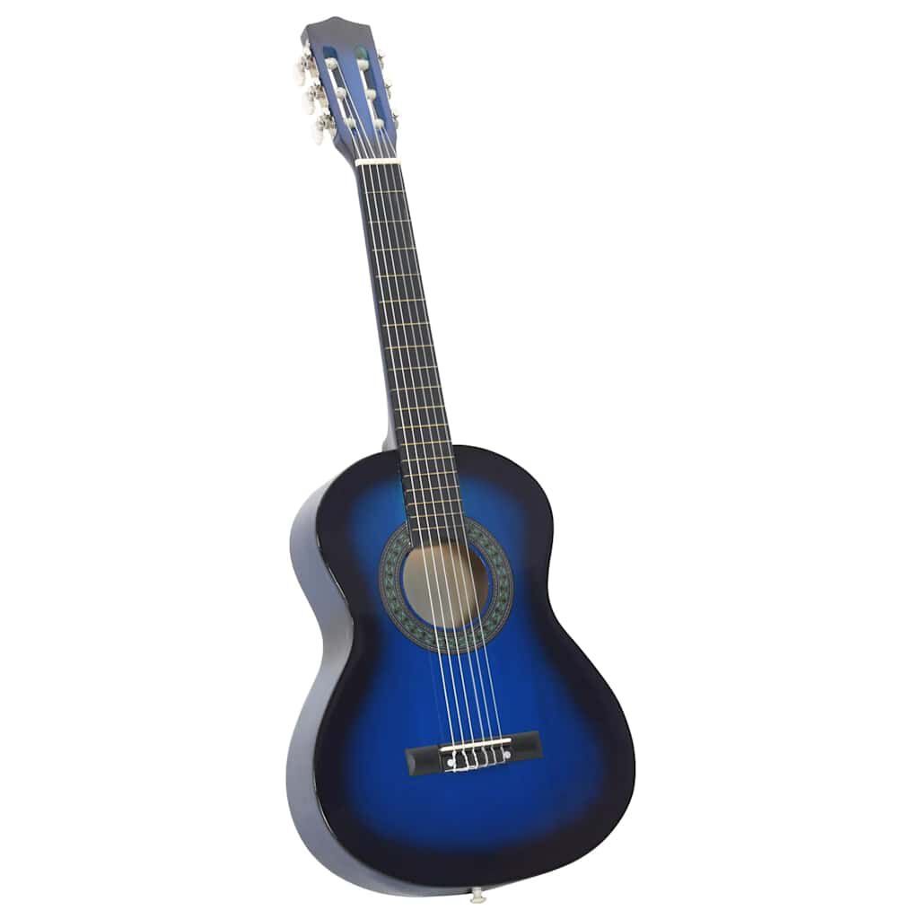 vidaXL 8 Piece Classical Guitar Beginner Set Blue 1/2 34"