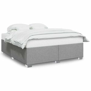 vidaXL Bed Frame without Mattress Light Grey King Fabric