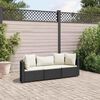 vidaXL 3 Piece Garden Sofa Set with Cushions Black Poly Rattan