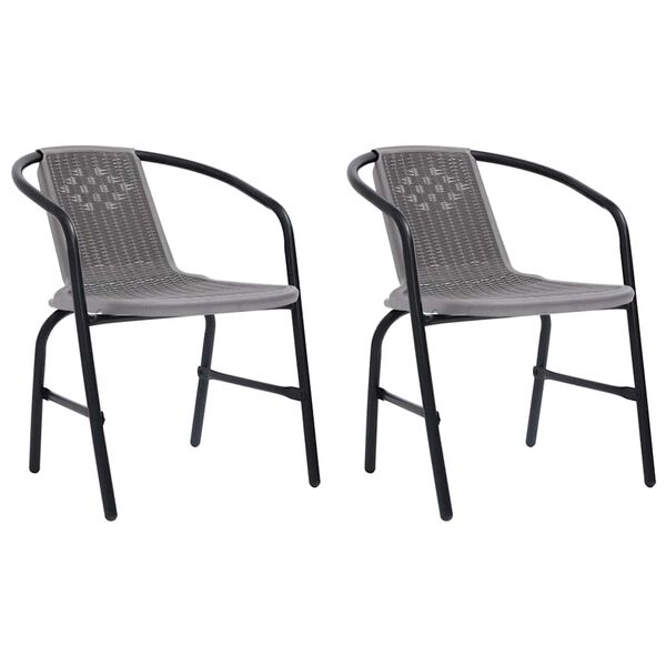 vidaXL Garden Chairs 2 pcs Plastic Rattan and Steel 110 kg