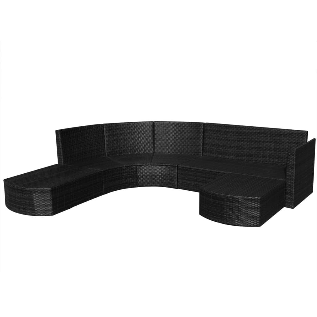 vidaXL 4 Piece Garden Lounge Set with Cushions Poly Rattan Black