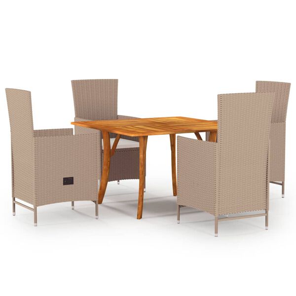 vidaXL 5 Piece Garden Dining Set Beige