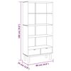vidaXL Bookcase OTTA with 2 Drawers Brown and Grey Solid Wood Pine