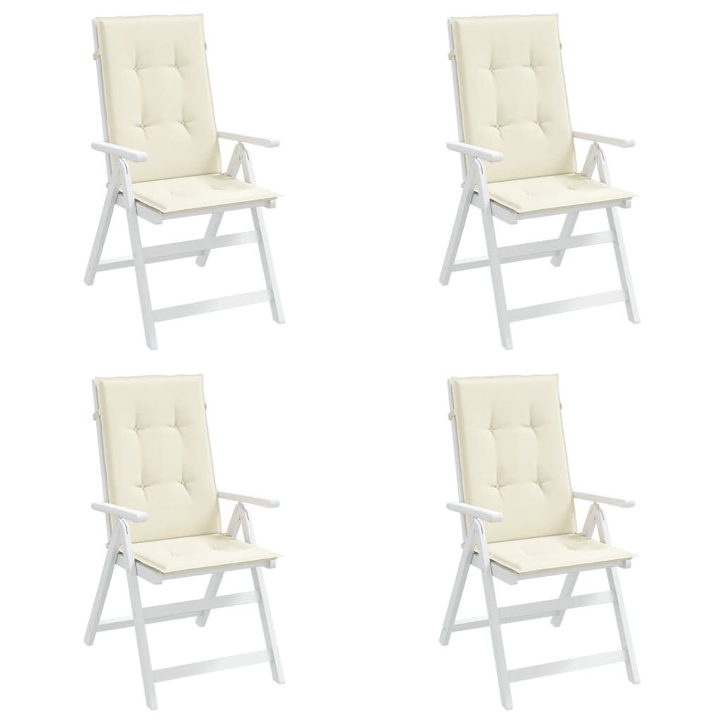 vidaXL Garden Highback Chair Cushions 4 pcs Cream 120x50x3 cm Fabric