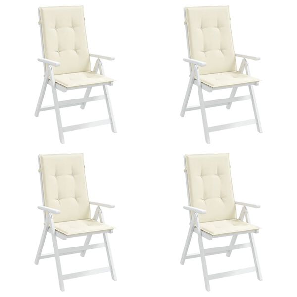 vidaXL Garden Highback Chair Cushions 4 pcs Cream 120x50x3 cm Fabric