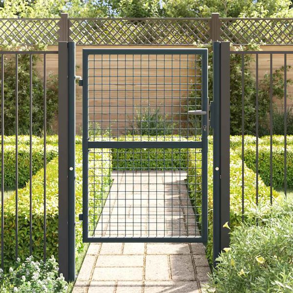 vidaXL Mesh Garden Gate Galvanised Steel 100x175 cm Grey