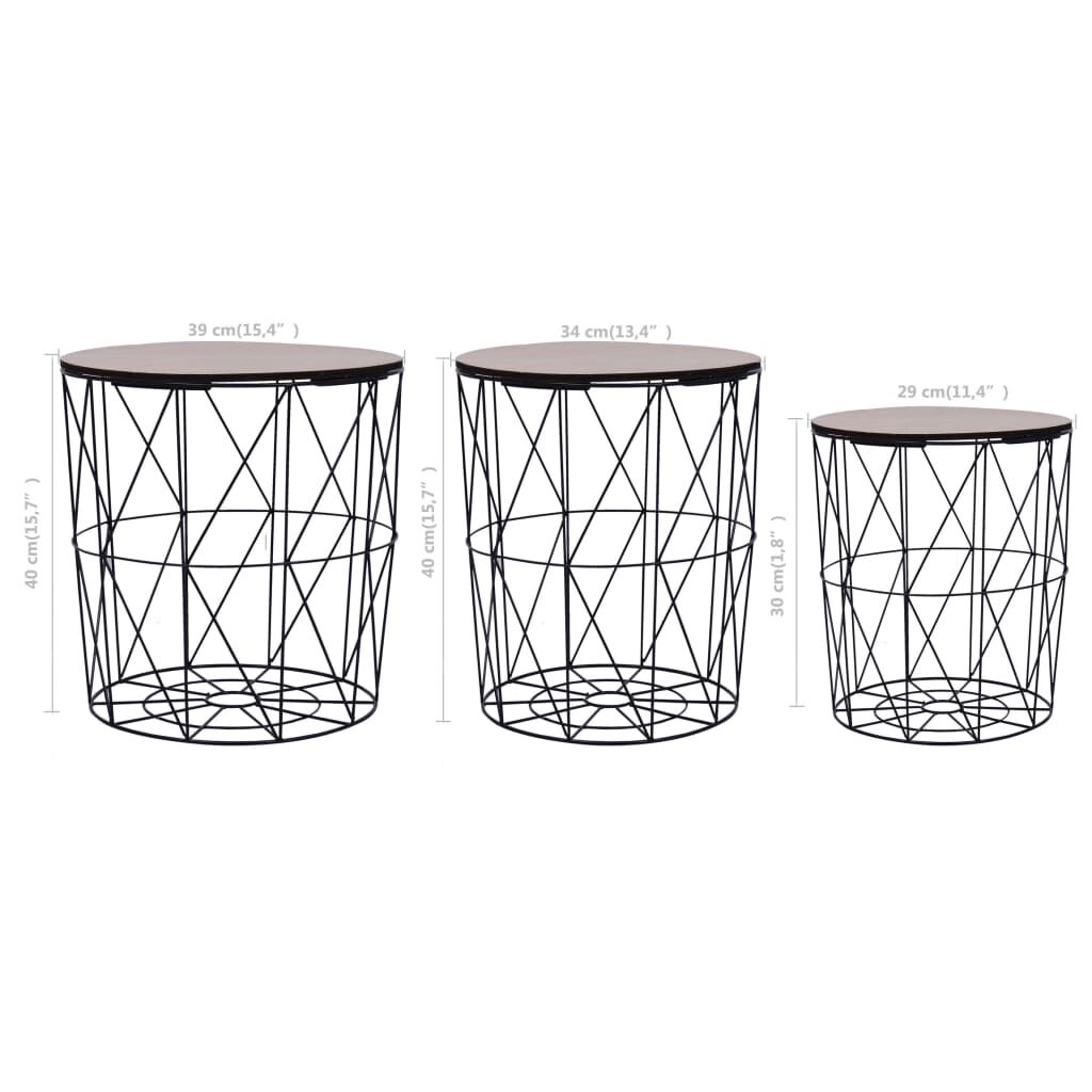vidaXL Coffee Table 3 pcs Black