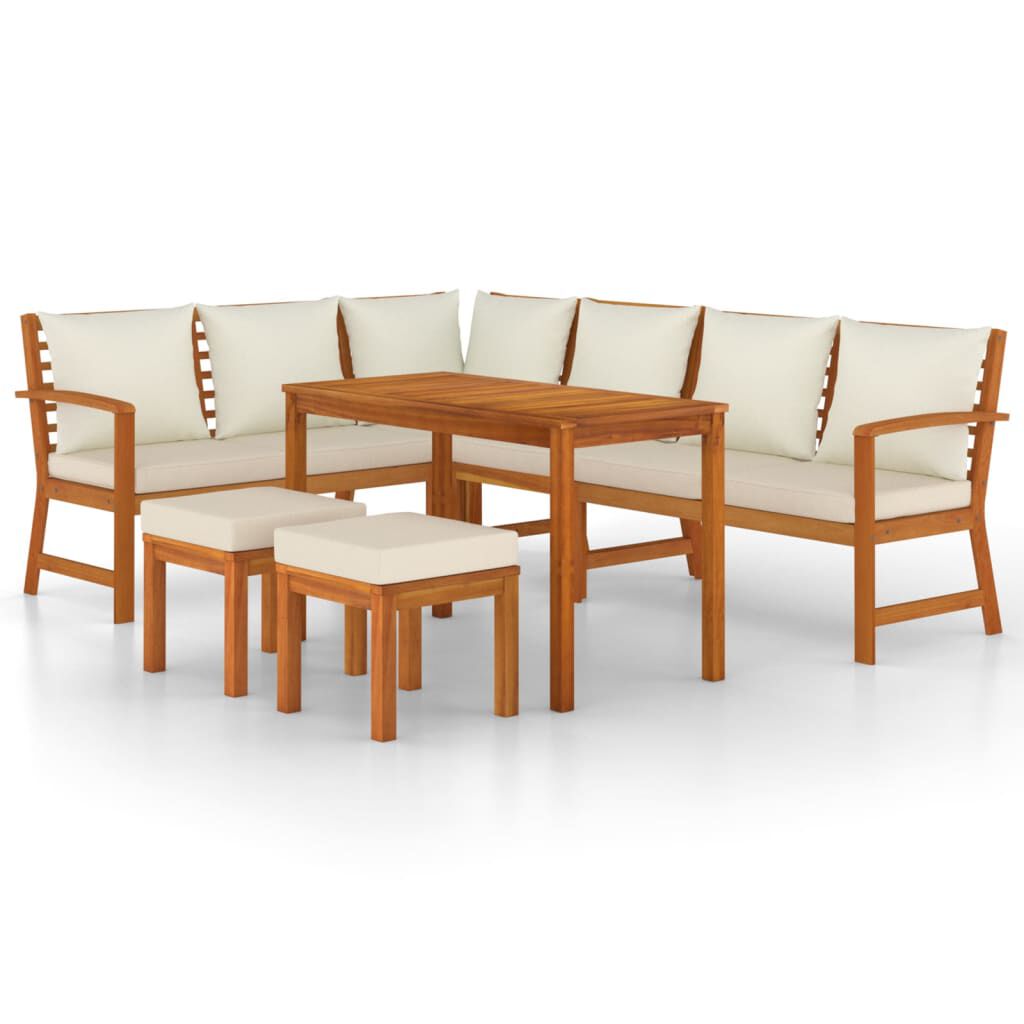 vidaXL 7 Piece Garden Dining Set with Cushions Solid Wood Acacia