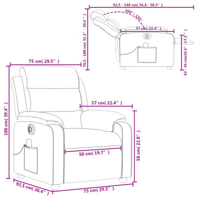 vidaXL Electric Massage Recliner Chair Cream Faux Leather